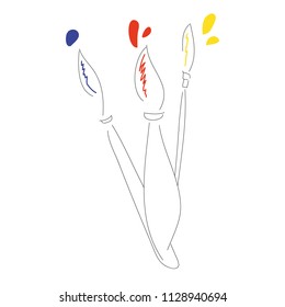 Set of hand-drawn brushes for painting isolated on white background