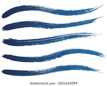 A set of hand-drawn brush-style curved lines in blue