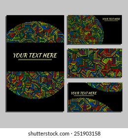 Set of hand-drawn cards. Vector pen background. Set of various hand-drawn pen strokes 