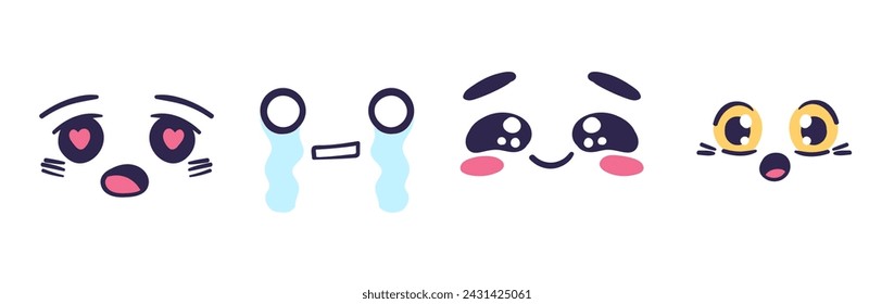 Set of hand-drawn cartoon anime expressions and doodle signs, arrows, emoticon effects, design elements, symbols. Character emotion symbols, cute doodle drawing