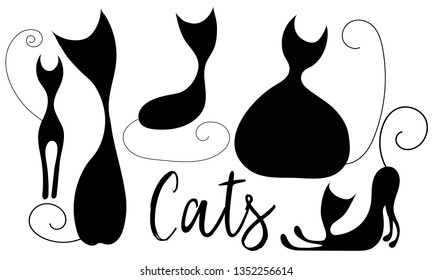 Set of handdrawn cartoon cats