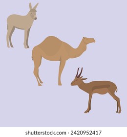 Set of hand-drawn cartoon farm animals in minimalist style for children's games books and magazines.Vector illustration.EPS10