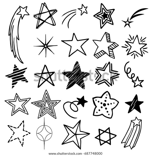 Set Handdrawn Cartoon Stars Doodle Vector Stock Vector (Royalty Free ...