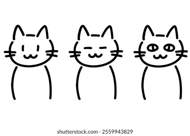 A set of hand-drawn cat illustrations