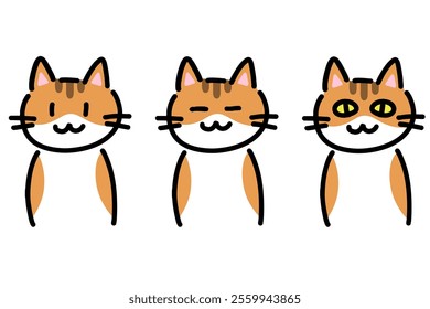 A set of hand-drawn cat illustrations