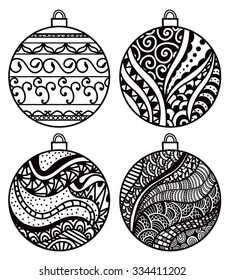 Set of hand-drawn christmas balls.