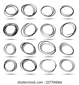 set of hand-drawn circles, elements for desicn, vector