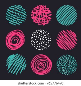 set of hand-drawn circles, elements for desicn, vector