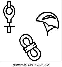 Set of hand-drawn climbing icons isolated on white background.