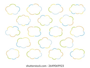 Um conjunto de quadros de nuvens desenhados à mão.