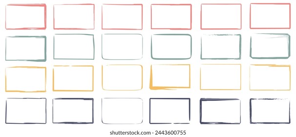 Set hand-drawn colored rectangles, felt-tip pen objects. Text field and frames.