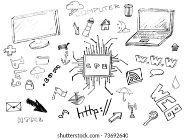 Set of hand-drawn computer icons - Powered by Shutterstock - Get 15% off with code: PIKWIZARD15