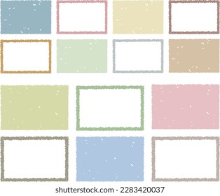 Set of hand-drawn crayon touch squares lines and painted frames in grayish colors