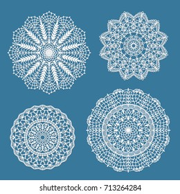 Set of handdrawn crochet lace doilies