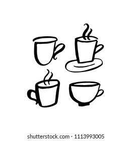 Set of handdrawn cups card. Perfect design for greeting cards, posters, T-shirts, banners, print invitations.