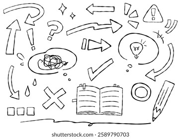 Set of Hand-Drawn Decoration Materials, Study, Arrows