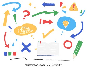 Set of Hand-Drawn Decoration Materials, Study, Arrows