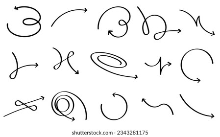 Set of hand-drawn decorative arrows on a white background