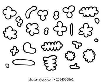 A set of hand-drawn decorative curved elements