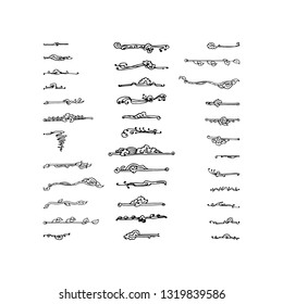 Set of hand-drawn decorative elements. Vector illustration on white background.