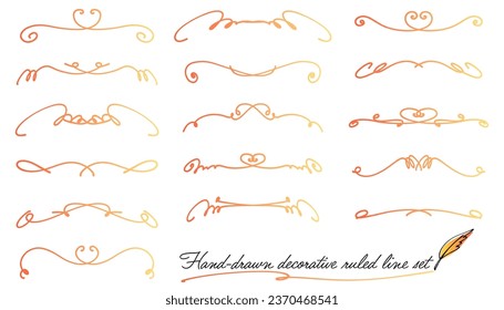 Set of hand-drawn decorative flames (warm color gradation)