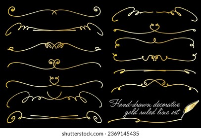 Set of hand-drawn decorative frames (gold gradient)
