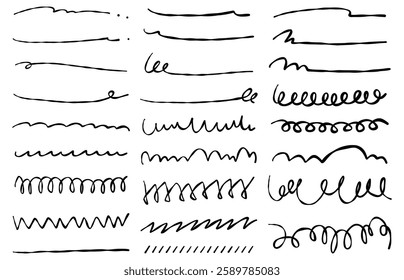 Set of Hand-Drawn Decorative Lines, Ornamental Borders