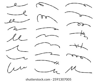 Set of Hand-Drawn Decorative Lines, Ornamental Borders