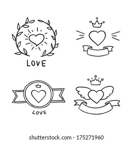 Set of handdrawn design elements