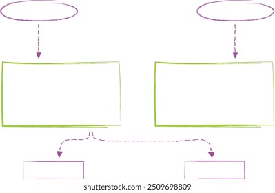 Conjunto de modelos infográficos com elementos desenhados à mão, fluxograma, diagrama de círculo, processo, etapas e opções, vetor eps10 ilustração