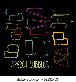 Set of hand-drawn dialog speech bubbles, color vector abstract illustration of speech bubbles, EPS 8