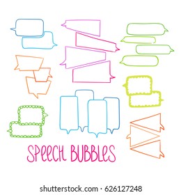 Set of hand-drawn dialog speech bubbles, color vector abstract illustration of speech bubbles, EPS 8