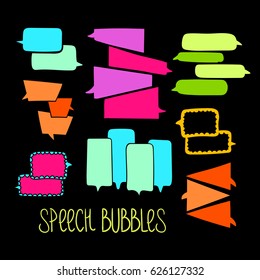 Set of hand-drawn dialog speech bubbles, color vector abstract illustration of speech bubbles, EPS 8