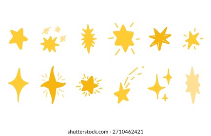 Un conjunto de diferentes estrellas y constelaciones dibujadas a mano en estilo doodle.