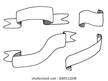 set of hand-drawn doodle banner flags on white background.