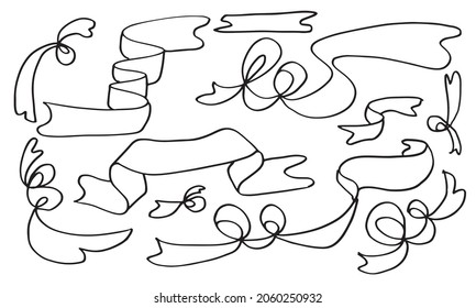 Satz handgezeichneter Doodle-Banner-Flaggen auf weißem Hintergrund.