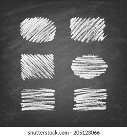 Set of hand-drawn doodle chalk banners on blackboard. Vector illustration.