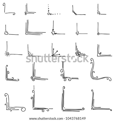 set hand-drawn doodle corners