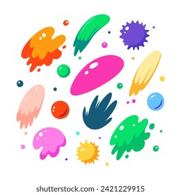 Conjunto de elementos de doodle dibujados a mano. Ilustración vectorial colorida.
