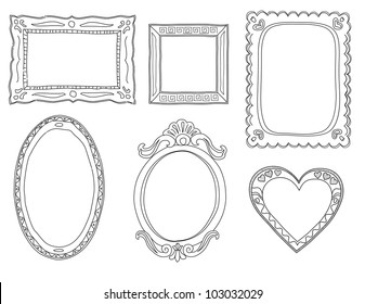 Set  of hand-drawn doodle frames