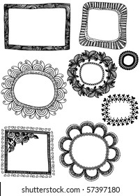 Set of hand-drawn doodle frames