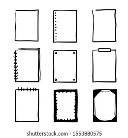 set of hand-drawn doodle frames illustration isolated on white background