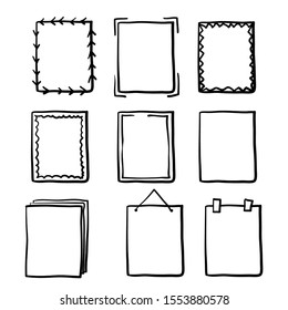 Draw frame box and hand drawn sketch border. Square handdrawn