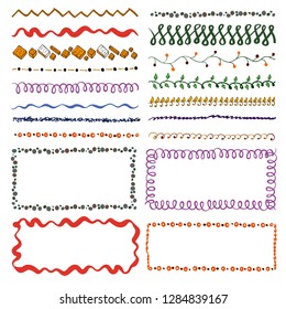 set of hand-drawn doodle frames. Sketch borders