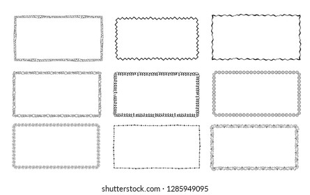 set of hand-drawn doodle frames. Sketch borders