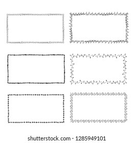 set of hand-drawn doodle frames. Sketch borders