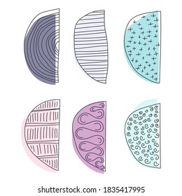 Set of hand-drawn doodle half-circle elements