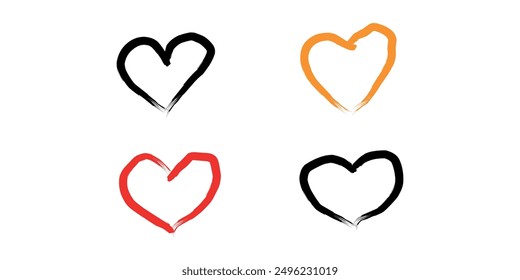 Conjunto de Ilustración vectorial de corazón dibujado a mano