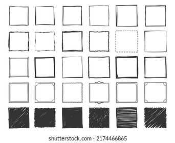 Set of handdrawn doodle square frames, vector eps10 illustration