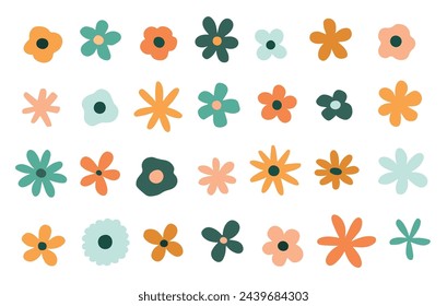 Conjunto de flores de tendencia dibujadas a mano